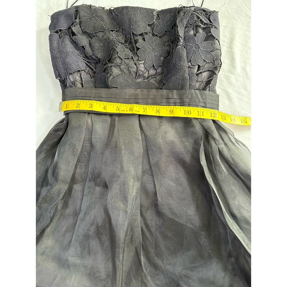 Eva Franco Women’s Black Strapless Mini Dress Embroidered Lace Size 10 - Picture 8 of 10